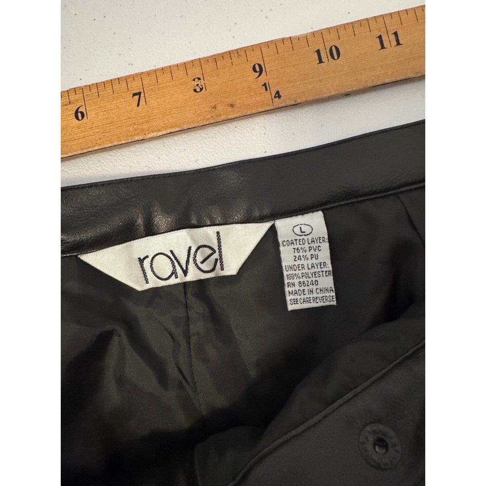 Ravel Black Faux Leather High Waisted Straight Leg Pants Women Size L y2k u3 - Picture 2 of 6
